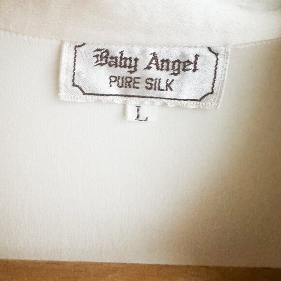 Vintage Baby Angel Silk Floral Embroidered Long Sleeve Blouse S - Picture 6 of 8